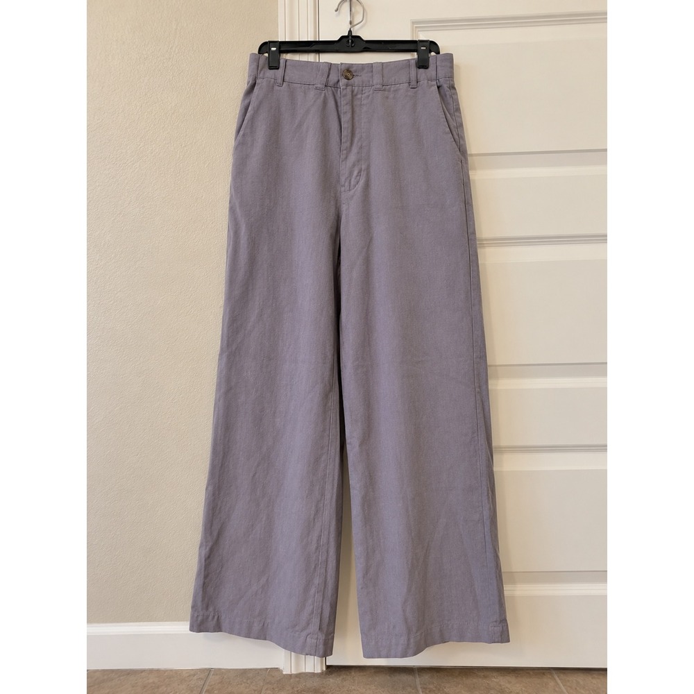 Women's Size L Cotton Linen Blend Wide Leg Pants Gray Purple NWT